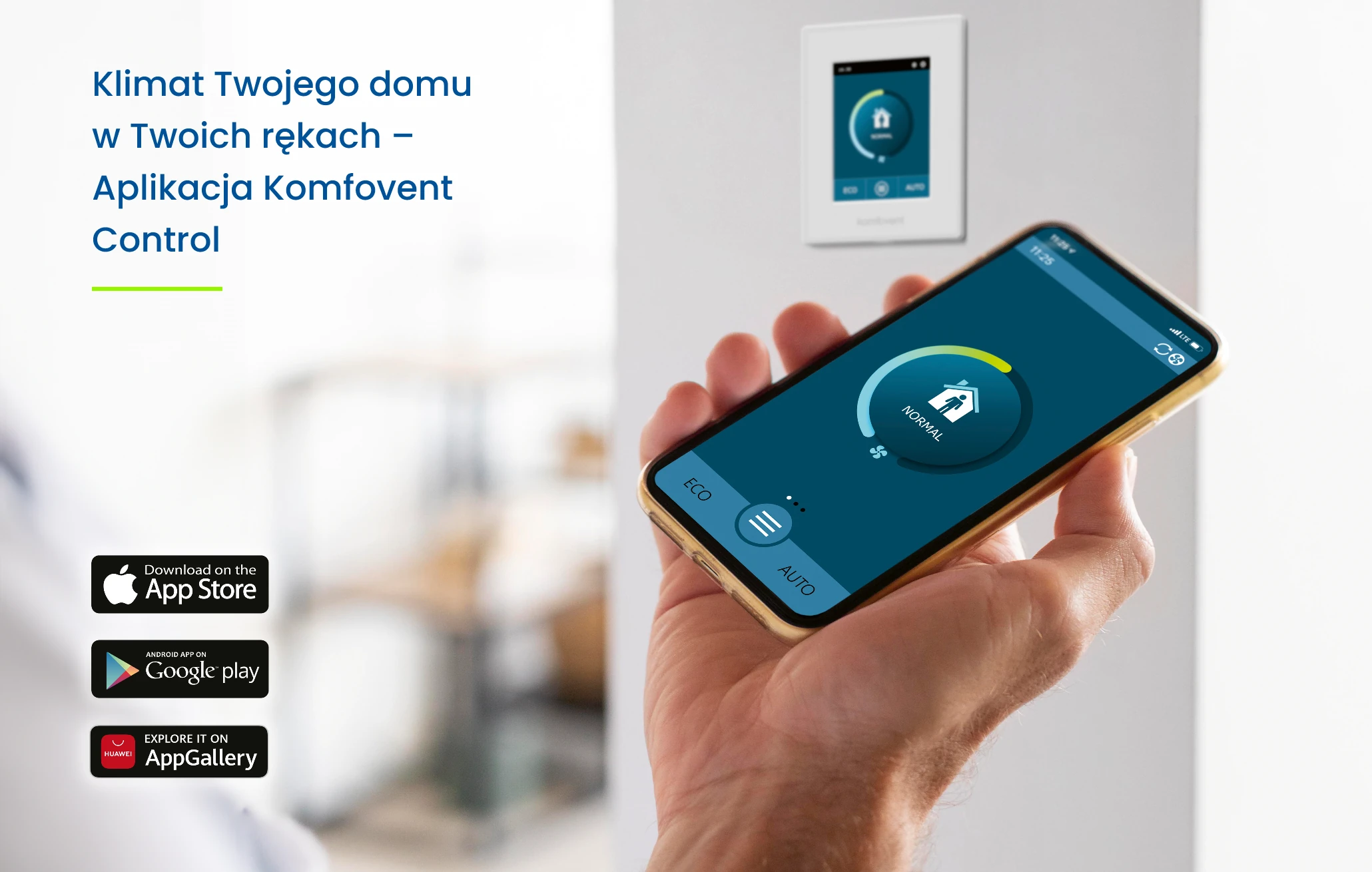 Smartfon z uruchomioną aplikacją Komfovent Control